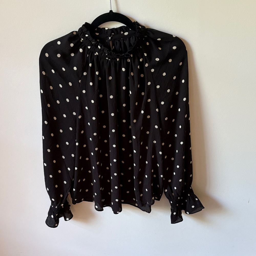 LOFT Black and White Polka Dot Blouse